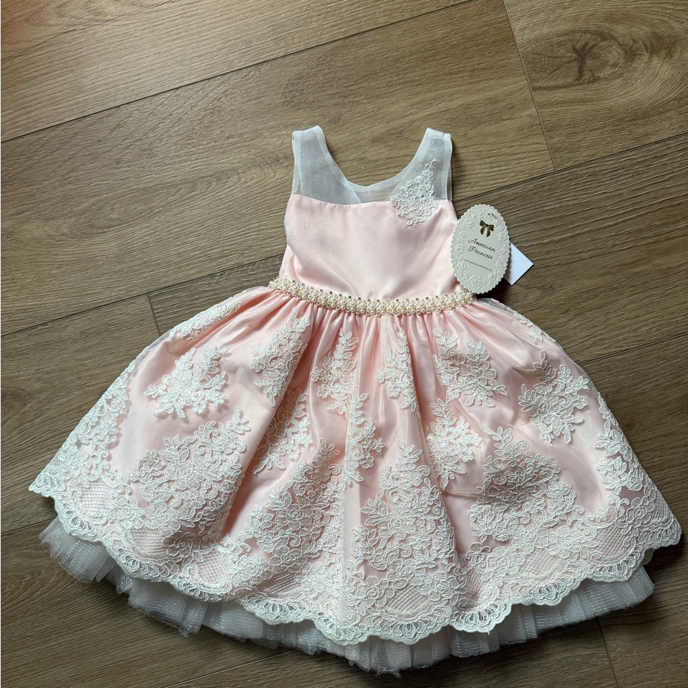 American Princess Pink Lace Formal Dress